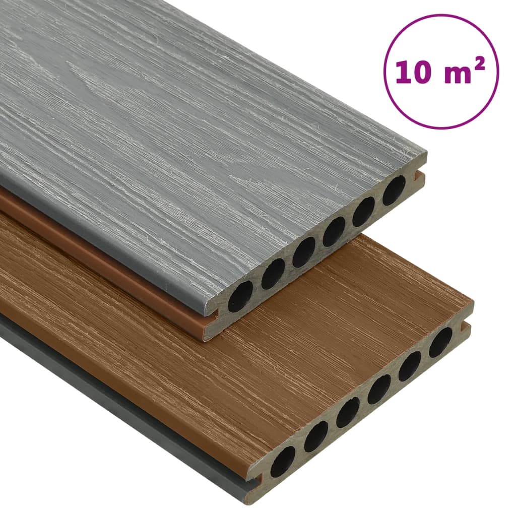 vidaXL Panneaux de terrasse et accessoires WPC Marron/gris 10 m&sup2; 2,2 m