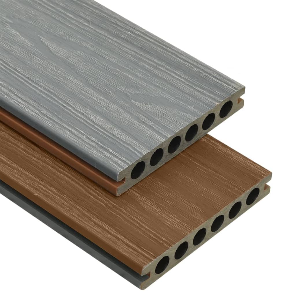 

vidaXL Terrasplanken met accessoires 40 m² 2,2 m HKC bruin en grijs