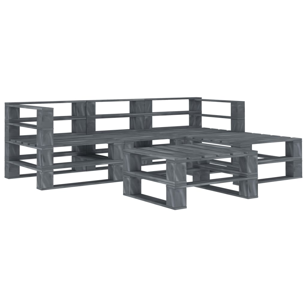 vidaXL 5 Piece Garden Pallet Lounge Set Wood Grey