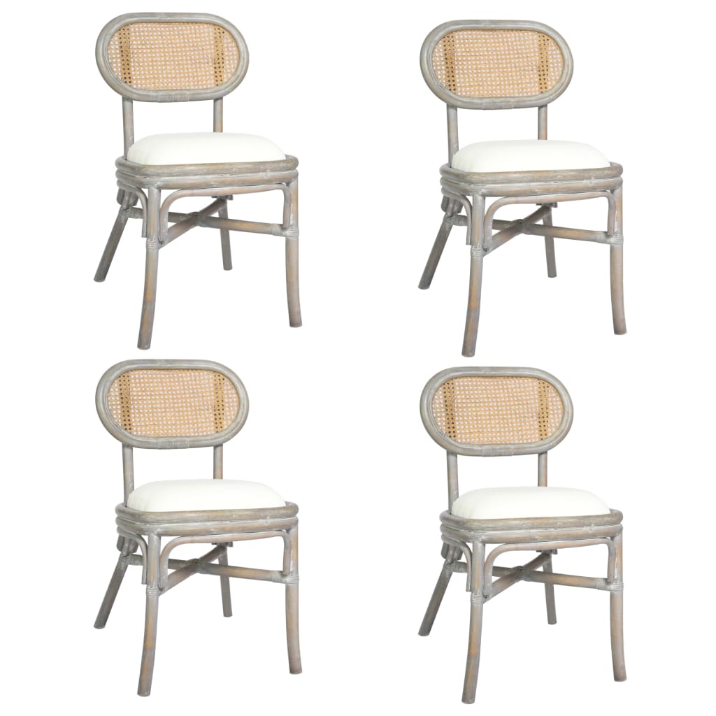 4: vidaXL spisebordsstole 4 stk. linned grå