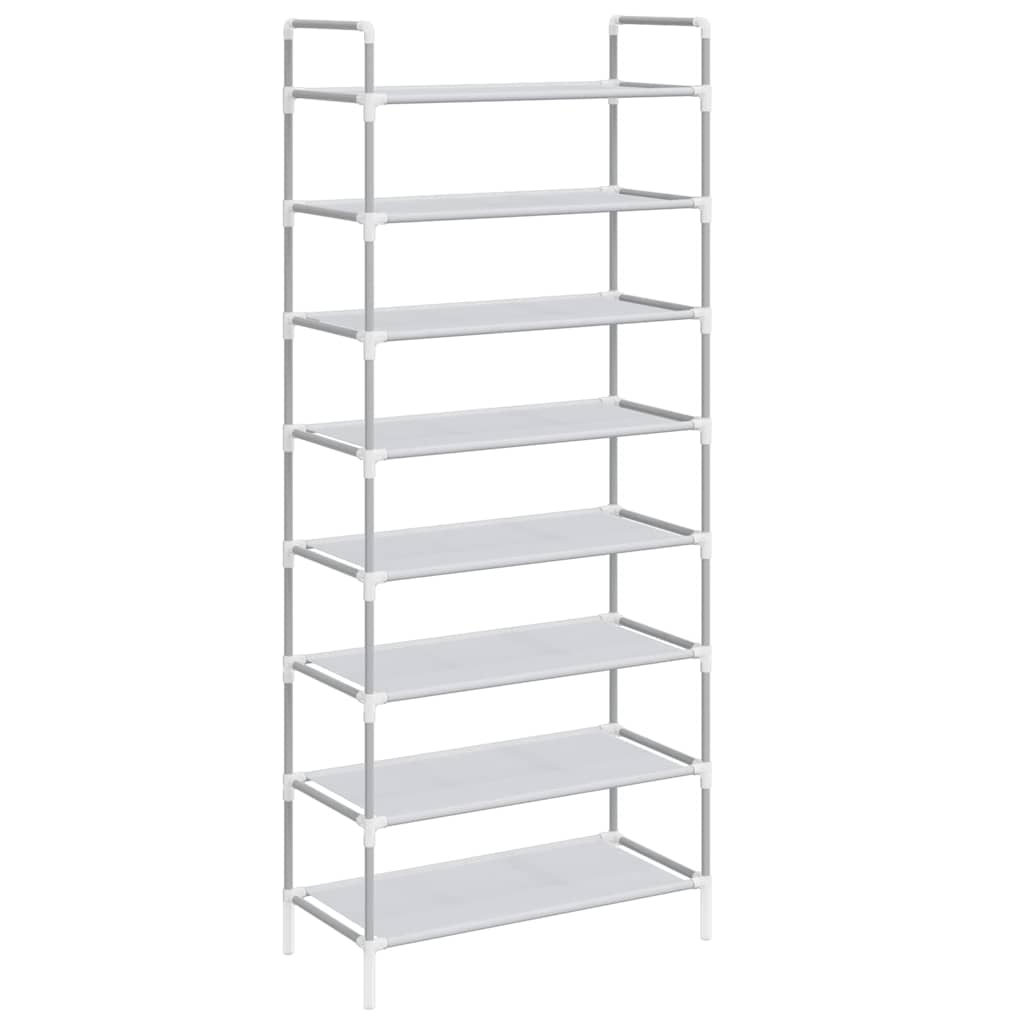 vidaXL Botník s 8 policemi kov a netkaná textilie stříbrný