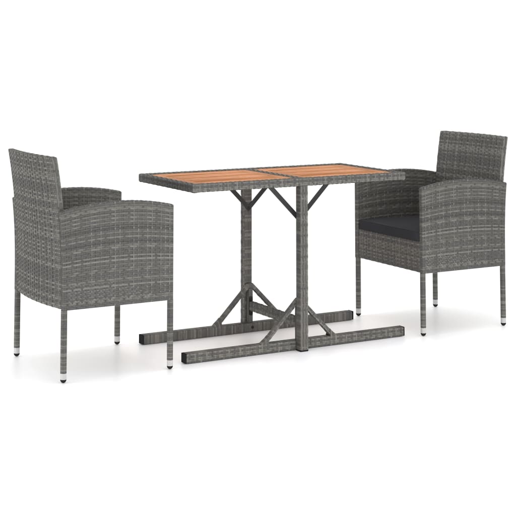 TopSellers-Garden Dining Set - Anthracite Poly Rattan & Acacia Wood Outdoor