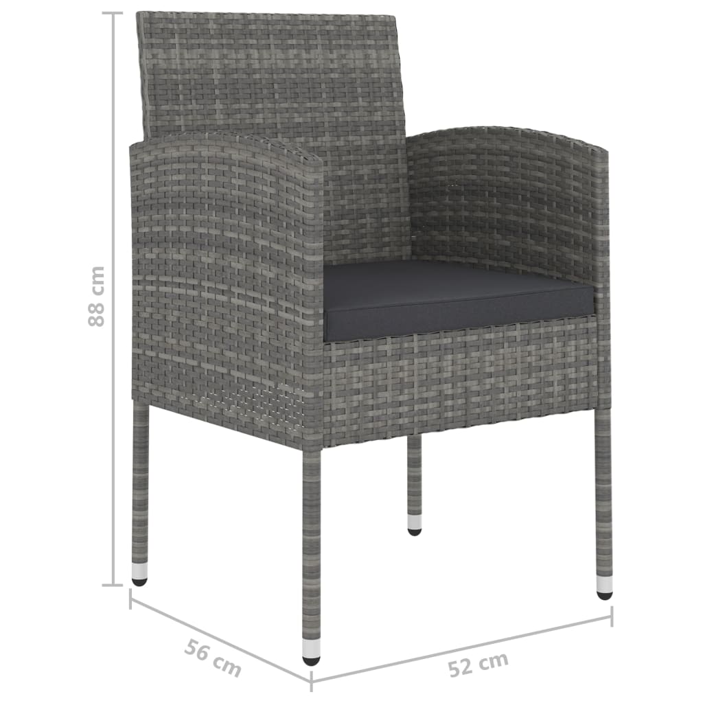 Garden Dining Set Outdoor Furniture Lounge Setting Poly Rattan 3 Piece vidaXL - Picture 14 of 30