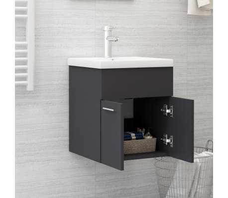 vidaXL Armoire d'&eacute;vier avec lavabo int&eacute;gr&eacute; Gris Agglom&eacute;r&eacute;