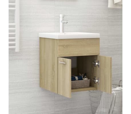 vidaXL Servantskap med innebygd vask sonoma eik konstruert tre