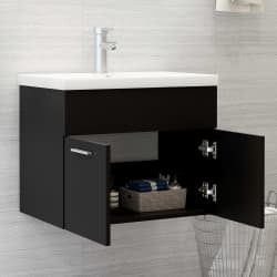 vidaXL Mobile Bagno con Lavabo Integrato Nero in Truciolato