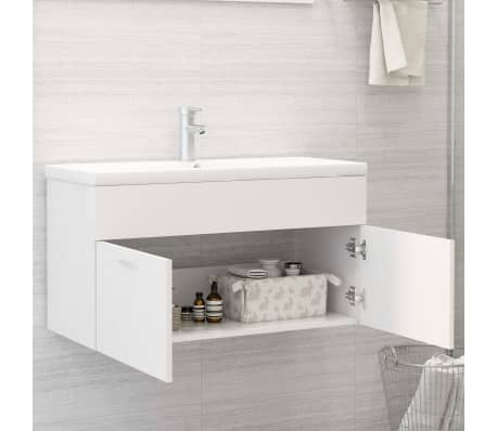 vidaXL Mobile da Bagno con Lavabo Integrato Bianco in Truciolato