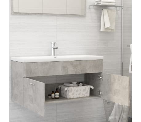 vidaXL Sink Cabinet with Built-in Basin Concrete Grey Engineered Wood