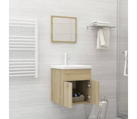 vidaXL Vonios kambario baldų komplektas, ąžuolo spalvos, MDP