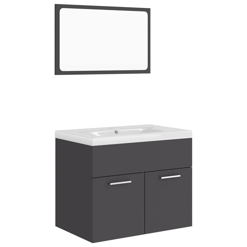 

vidaXL Bathroom Furniture Set Gray Engineered Wood