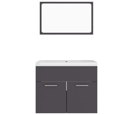vidaXL Vonios kambario baldų komplektas, pilkas, apdirbta mediena