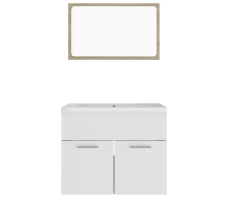 vidaXL Vonios kambario baldų komplektas, baltos ir ąžuolo spalvos, MDP