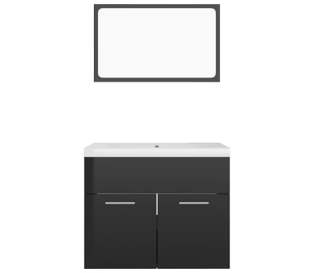 vidaXL Bathroom Furniture Set High Gloss Black Engineered Wood