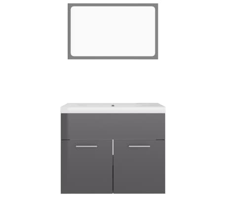 vidaXL Badm&ouml;bel-Set Hochglanz-Grau Holzwerkstoff