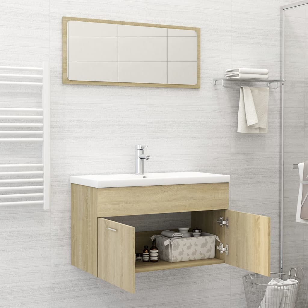 vidaXL Juego de muebles de baño madera de ingeniería roble Sonoma