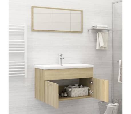 vidaXL Vonios kambario baldų komplektas, ąžuolo spalvos, MDP