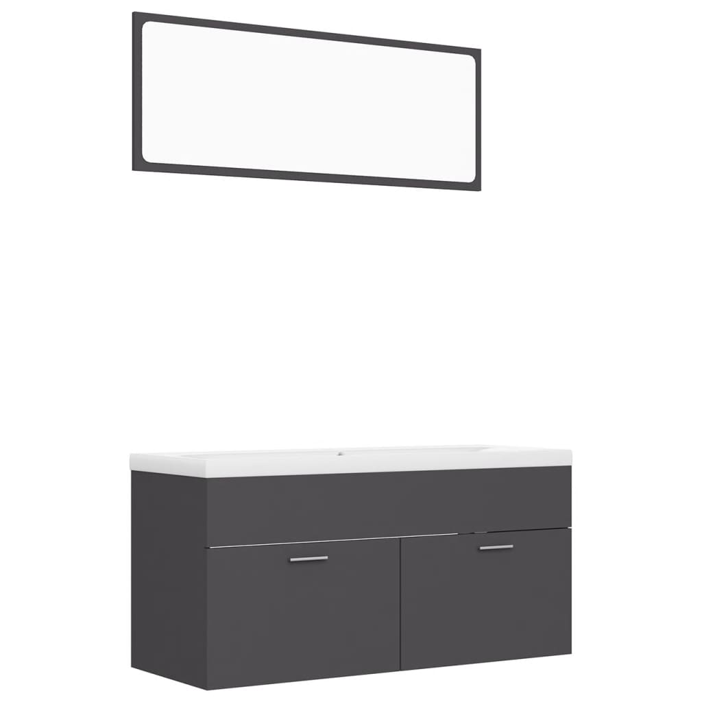 

vidaXL Bathroom Furniture Set Gray Engineered Wood