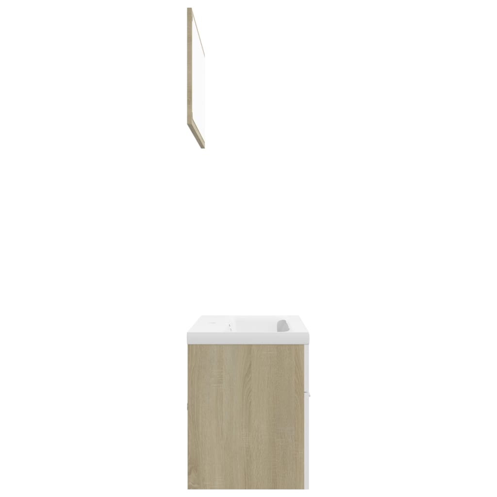 Badmöbel-Set Weiß und Sonoma-Eiche Holzwerkstoff-6