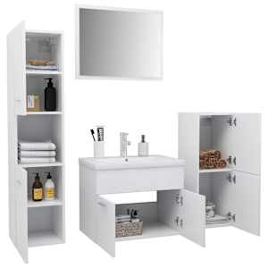 vidaXL Set mobilier de baie, alb, lemn prelucrat