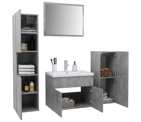 vidaXL Meubles de salle de bain Gris b&eacute;ton Bois d'ing&eacute;nierie