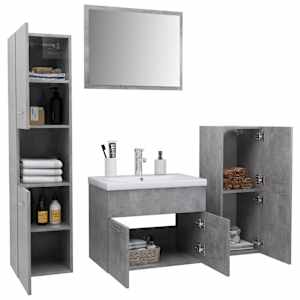 vidaXL Meubles de salle de bain Gris b&eacute;ton Bois d'ing&eacute;nierie