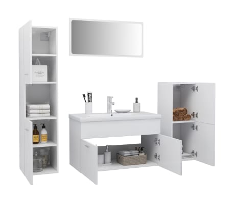 vidaXL Bathroom Furniture Set White Engineered Wood