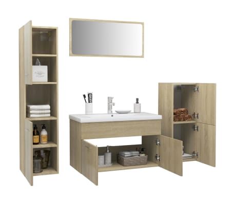 vidaXL Vonios kambario baldų komplektas, ąžuolo spalvos, MDP