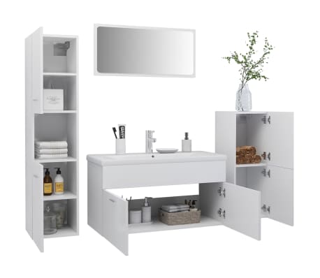 vidaXL Bathroom Furniture Set White Engineered Wood