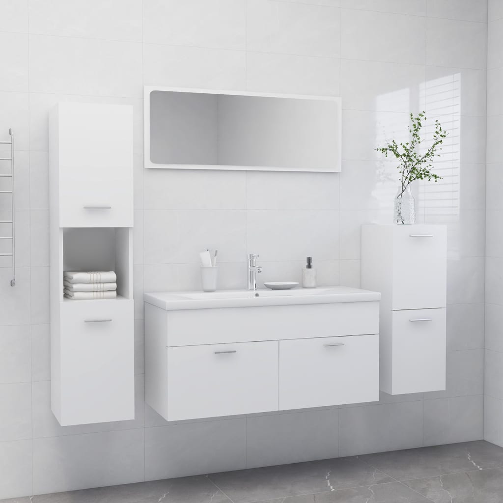 vidaXL Bathroom Furniture Set White Chipboard