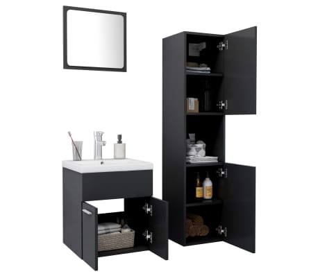 vidaXL Vonios kambario baldų komplektas, pilkos spalvos, MDP