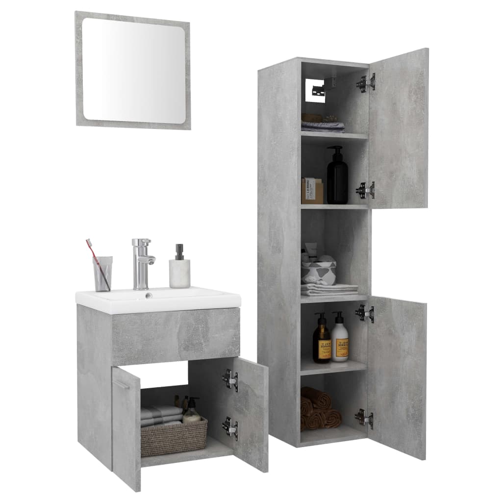 vidaXL Bathroom Furniture Set Concrete Grey Engineered Wood