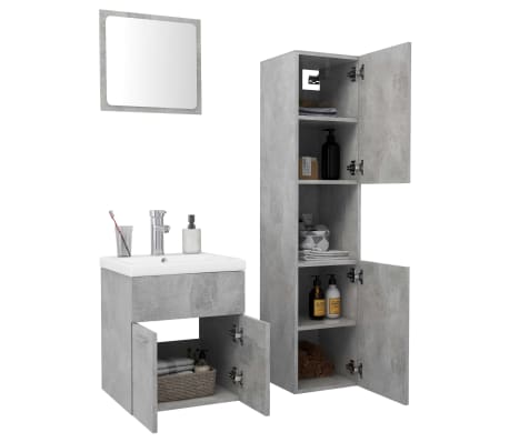 vidaXL Bathroom Furniture Set Concrete Grey Engineered Wood