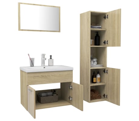 vidaXL Vonios kambario baldų komplektas, ąžuolo spalvos, MDP