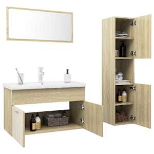 vidaXL Vonios kambario baldų komplektas, ąžuolo spalvos, MDP