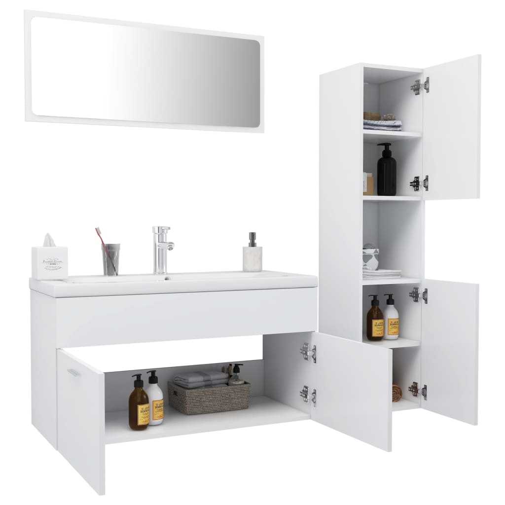 vidaXL Bathroom Furniture Set White Chipboard