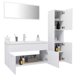 vidaXL Ensemble de meubles de salle de bain Blanc Bois d'ing&eacute;nierie