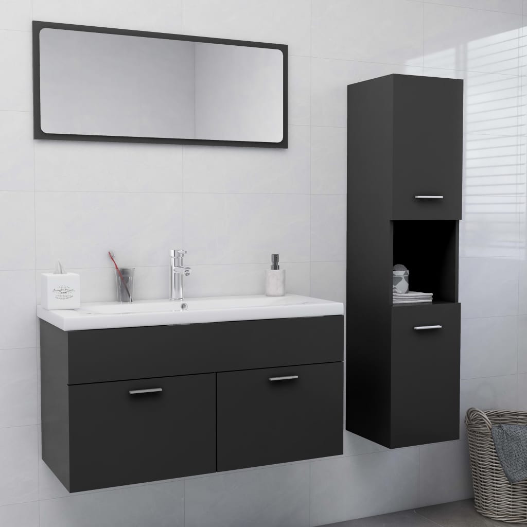 vidaXL Bathroom Furniture Set Grey Chipboard