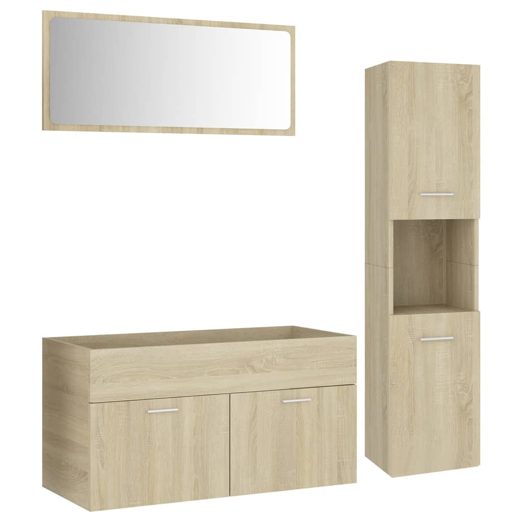 Set mobilier de baie, stejar sonoma, lemn prelucrat