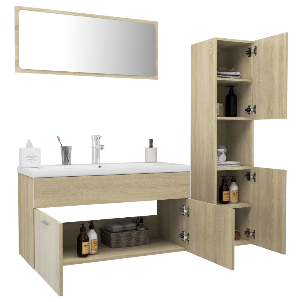 vidaXL Ensemble de meubles de salle de bain Chêne sonoma Aggloméré