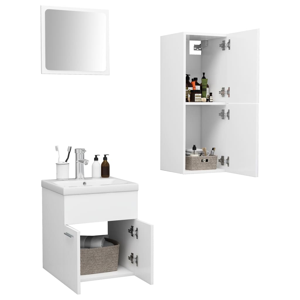 vidaXL Conjunto de muebles de baño madera contrachapada blanco