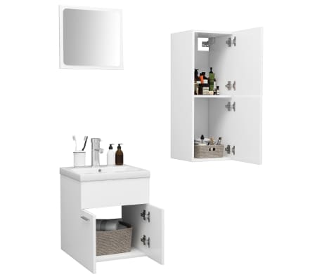 vidaXL Conjunto de muebles de baño madera contrachapada blanco