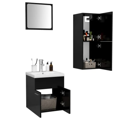 vidaXL Set kupaonskog namje&scaron;taja od iverice crni