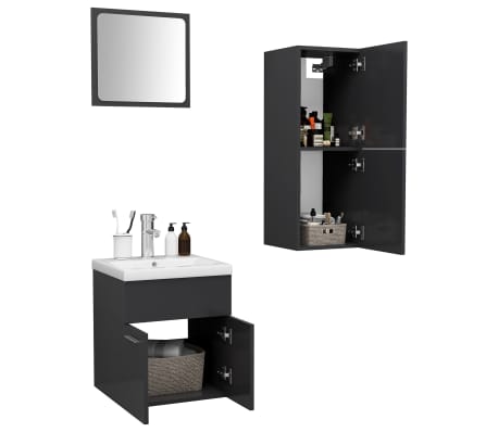 vidaXL Set Mobili da Bagno Grigio in Truciolato