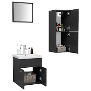 vidaXL Vonios kambario baldų komplektas, pilkos spalvos, MDP