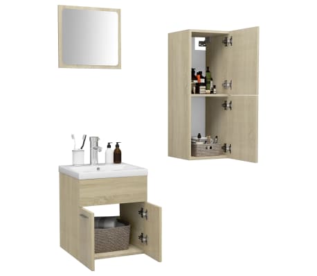 vidaXL Vonios kambario baldų komplektas, ąžuolo spalvos, MDP