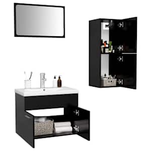 vidaXL Set kupaonskog namje&scaron;taja crni od konstruiranog drva