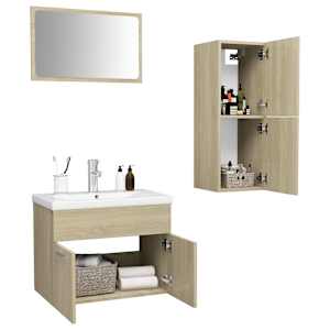 vidaXL Vonios kambario baldų komplektas, ąžuolo spalvos, MDP