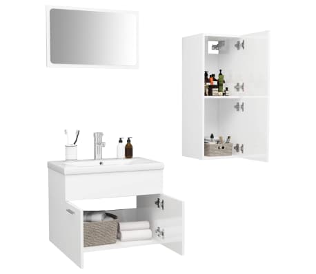 vidaXL Vonios kambario baldų komplektas, baltas, apdirbta mediena