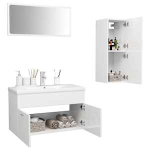 vidaXL Vonios kambario baldų komplektas, baltas, MDP, ypač blizgus