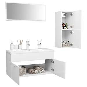 vidaXL Set Mobili da Bagno Bianco in Truciolato